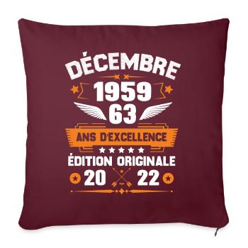 Décembre 1959 Idée Cadeau D'anniversaire 63 Ans - Housse de coussin décorative 45 x 45 cm - bordeaux - Devant