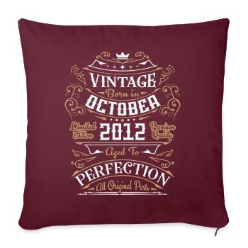 Vintage Octobre 2012 / Rétro Cadeau D'anniversaire - Housse de coussin décorative 45 x 45 cm - bordeaux - Devant