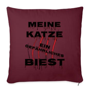 Meine Katze ein gefährliches Biest, Scherzdesign - Sofakissenbezug 45 x 45 cm - Burgunderrot - Vorne