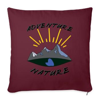 Adenture Nature, Aventure Nature, Camping - Housse de coussin décorative 45 x 45 cm - bordeaux - Devant