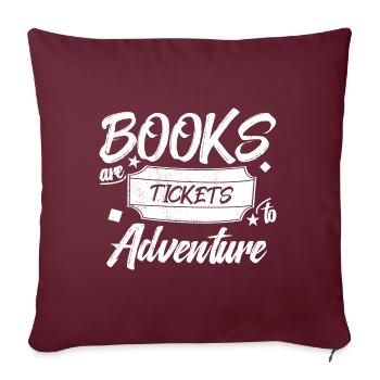 Les livres sont des billets pour l’aventure - La lecture, c’est le pouvoir - Housse de coussin décorative 45 x 45 cm - bordeaux - Devant