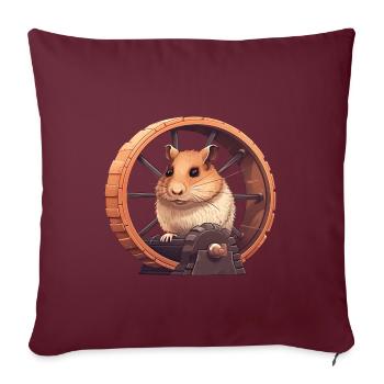 Hamsterlaufrad gegen den nächsten Blackout - Sofakissenbezug 45 x 45 cm - Burgunderrot - Vorne