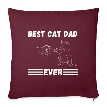Cat dad amour de chat cadeau chat père chat Cat - Housse de coussin décorative 45 x 45 cm - bordeaux - Devant