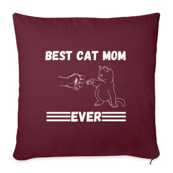 Cat maman amour de chat cadeau maman de chat - Housse de coussin décorative 45 x 45 cm - bordeaux - Devant