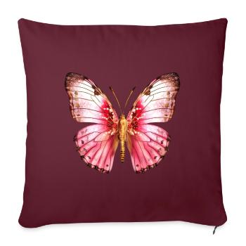 Rose papillon rose exotique - Housse de coussin décorative 45 x 45 cm - bordeaux - Devant