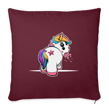 Licorne magique grincheuse - Housse de coussin décorative 45 x 45 cm - bordeaux - Devant