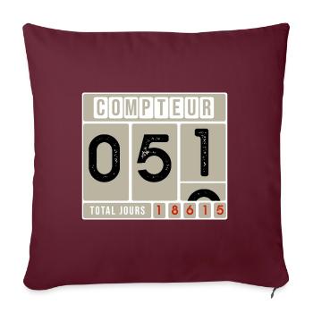 51 ANS AU COMPTEUR, anniversaire 51 ans - Housse de coussin décorative 45 x 45 cm - bordeaux - Devant