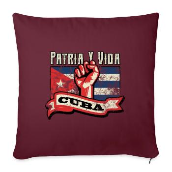 Patria Y Vida - Cuba Drapeau Faust Free Cuba SOS - Housse de coussin décorative 45 x 45 cm - bordeaux - Devant