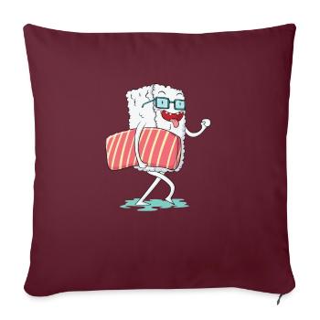 Riz à sushi au saumon nigiri - Housse de coussin décorative 45 x 45 cm - bordeaux - Devant