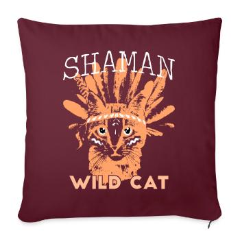 Shaman wild cat - Housse de coussin décorative 45 x 45 cm - bordeaux - Devant