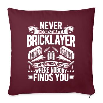 Maurer Bauarbeiter Baustelle Bricklayer Mauern - Sofakissenbezug 45 x 45 cm - Burgunderrot - Vorne