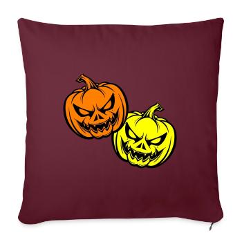 Halloween Visage de citrouille effrayant - Housse de coussin décorative 45 x 45 cm - bordeaux - Devant
