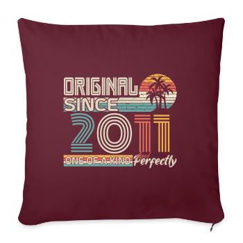 2011 anniversaire 2011 né en 2011 anniversaire - Housse de coussin décorative 45 x 45 cm - bordeaux - Devant
