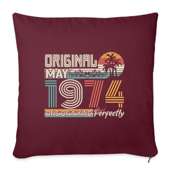 Mai 1974 anniversaire May 1974 cadeau 1974 - Housse de coussin décorative 45 x 45 cm - bordeaux - Devant