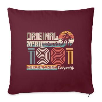 Avril 1981 anniversaire April 1981 cadeau 1981 - Housse de coussin décorative 45 x 45 cm - bordeaux - Devant