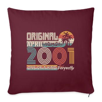 Avril 2001 anniversaire April 2001 cadeau 2001 - Housse de coussin décorative 45 x 45 cm - bordeaux - Devant