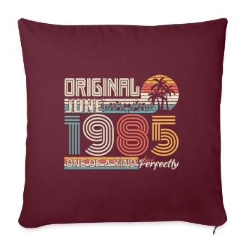 Juin 1985 Juin anniversaire June 1985 - Housse de coussin décorative 45 x 45 cm - bordeaux - Devant