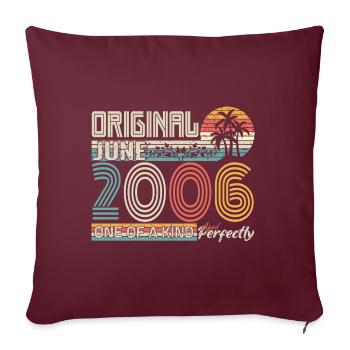 Juin 2006 Juin anniversaire June 2006 - Housse de coussin décorative 45 x 45 cm - bordeaux - Devant