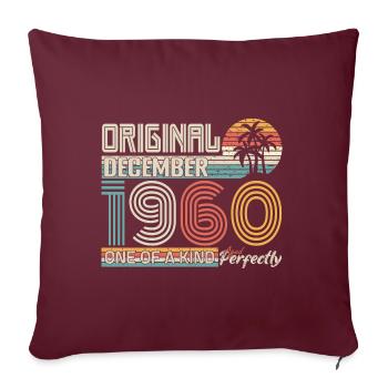 Décembre 1960 anniversaire December 1960 cadeau - Housse de coussin décorative 45 x 45 cm - bordeaux - Devant
