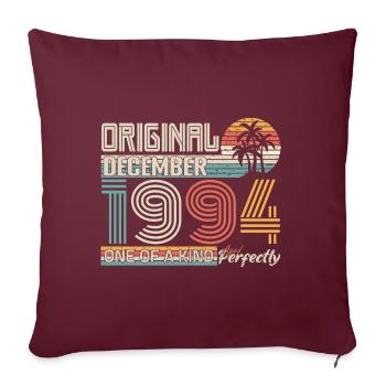Décembre 1994 anniversaire December 1994 cadeau - Housse de coussin décorative 45 x 45 cm - bordeaux - Devant