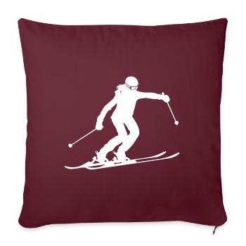 Ski Ski Femme Silhouette - Housse de coussin décorative 45 x 45 cm - bordeaux - Devant