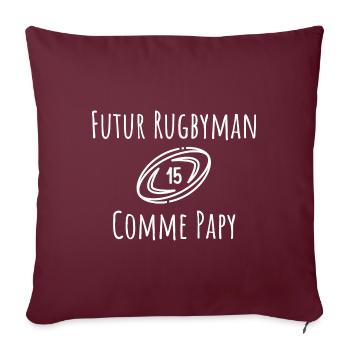 Idee Cadeau Bebe Rugby Rugbyman - Housse de coussin décorative 45 x 45 cm - bordeaux - Devant