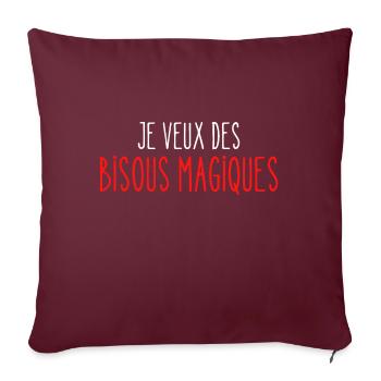 Je veux des Bisous Magiques - Housse de coussin décorative 45 x 45 cm - bordeaux - Devant