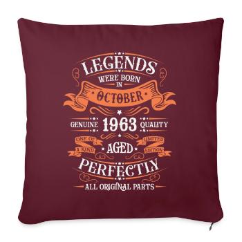 Legenden wurden im Oktober 1963 geboren Geschenk - Sofakissenbezug 45 x 45 cm - Burgunderrot - Vorne