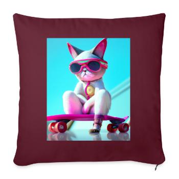Chats de skateboard cool - Housse de coussin décorative 45 x 45 cm - bordeaux - Devant