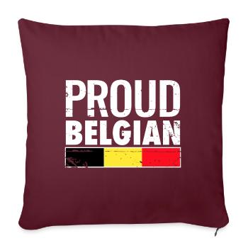 Fier drapeau belge belge - Housse de coussin décorative 45 x 45 cm - bordeaux - Devant