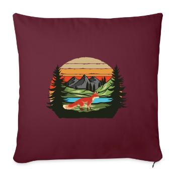 Créatures de la forêt forêt Animal montagnes cadeau renard rétro - Housse de coussin décorative 45 x 45 cm - bordeaux - Devant