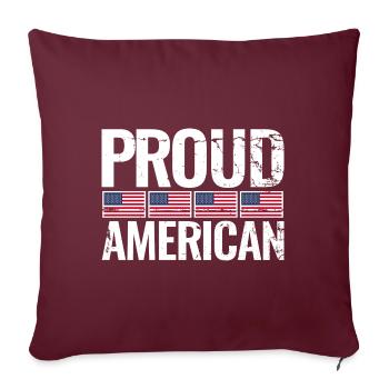 Fier drapeau américain américain américain - Housse de coussin décorative 45 x 45 cm - bordeaux - Devant