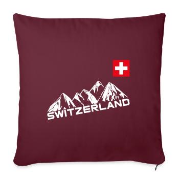 Suisse | Suisse, Souvenir, Fondue - Housse de coussin décorative 45 x 45 cm - bordeaux - Devant