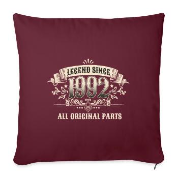 Retro Vintage Birthday Legend Since 1992 - Sofakissenbezug 45 x 45 cm - Burgunderrot - Vorne