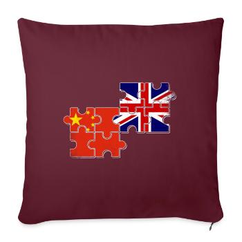 Chine Grande-Bretagne Drapeau chinois britannique - Housse de coussin décorative 45 x 45 cm - bordeaux - Devant