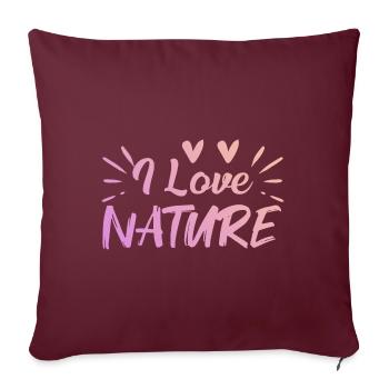 J’aime la nature - Housse de coussin décorative 45 x 45 cm - bordeaux - Devant