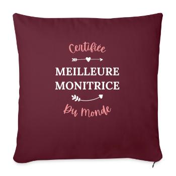 Certifiée meilleure monitrice du monde - Housse de coussin décorative 45 x 45 cm - bordeaux - Devant