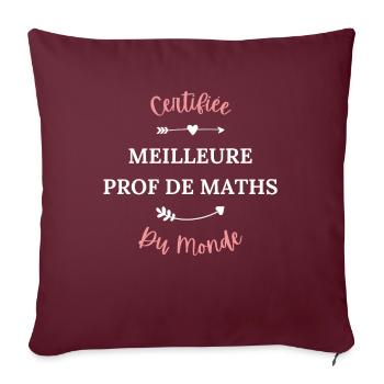 Certifiée meilleure prof de maths du monde - Housse de coussin décorative 45 x 45 cm - bordeaux - Devant