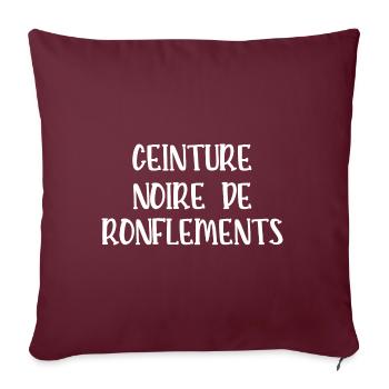 ceinture noire de ronflements - Housse de coussin décorative 45 x 45 cm - bordeaux - Devant