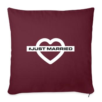 Just Married Hochzeit Herz - Sofakissenbezug 45 x 45 cm - Burgunderrot - Vorne