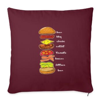 Hamburger Burger Cheeseburger Anleitung Geschenk - Sofakissenbezug 45 x 45 cm - Burgunderrot - Vorne