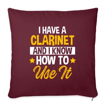 Musique de clarinette - Housse de coussin décorative 45 x 45 cm - bordeaux - Devant