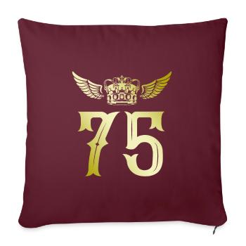 75 Couronne numérique - Housse de coussin décorative 45 x 45 cm - bordeaux - Devant