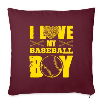 J’adore les garçons de baseball - Housse de coussin décorative 45 x 45 cm - bordeaux - Devant