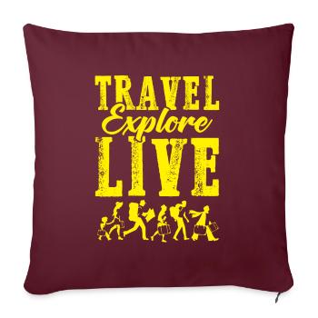 voyage spruch voyage - Housse de coussin décorative 45 x 45 cm - bordeaux - Devant