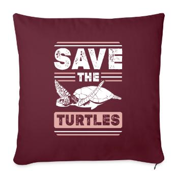 Tortue militante des droits des animaux - Housse de coussin décorative 45 x 45 cm - bordeaux - Devant