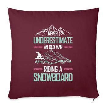 Snowboarder Old Man - Housse de coussin décorative 45 x 45 cm - bordeaux - Devant