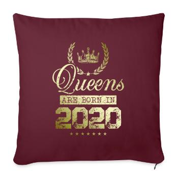 Reines nées en 2020 - Housse de coussin décorative 45 x 45 cm - bordeaux - Devant