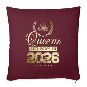 Queens nées en 2028 - Housse de coussin décorative 45 x 45 cm - bordeaux - Devant