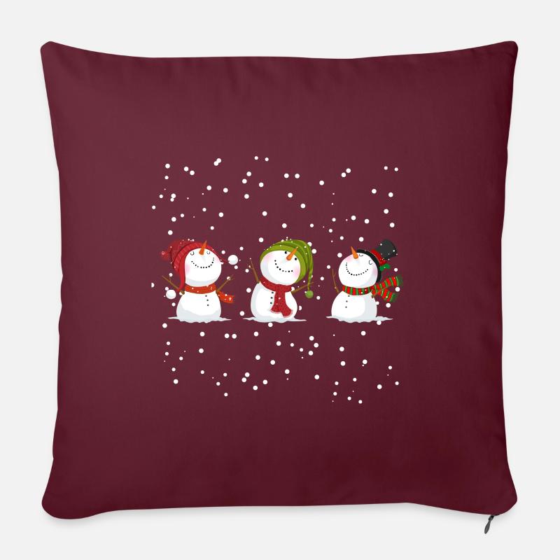 Schneemann Winter Geburtstag Weihnachten Winter - Sofakissenbezug 45 x 45 cm - Burgunderrot